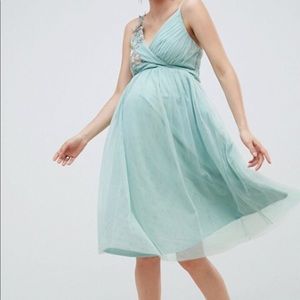 Little Mistress Maternity Floral Appliqué Dress